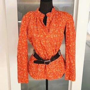 House of Harlow 1960 Wallis Rust Prairie Long Sleeve Top-NWT